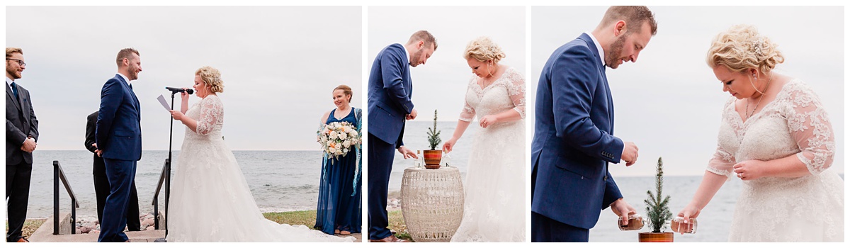 bride and groom plan a ceremony perfect for them with a special pine tree-watering ceremony