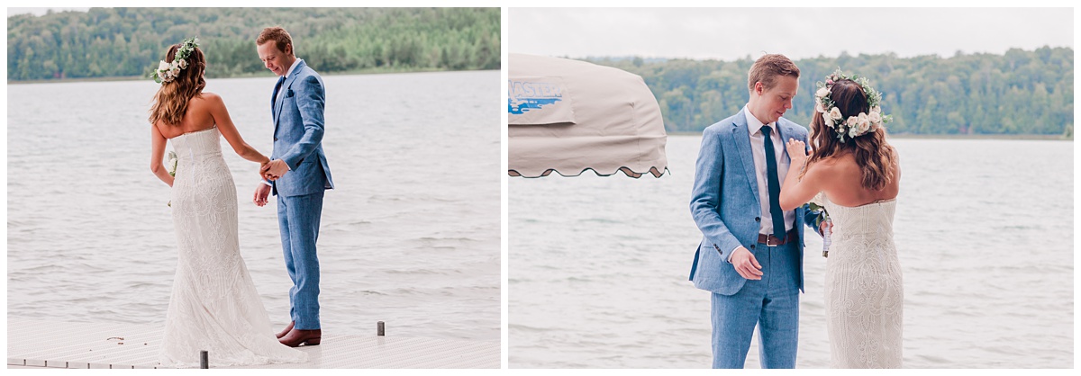 bride and groom experience a few moments by themselves during a First Look Ceremony with Comfort and Cashmere Photography