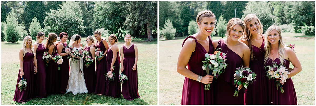 bridesmaids laugh it up with a happy bride who cleary had no problems choosing her bridesmaids