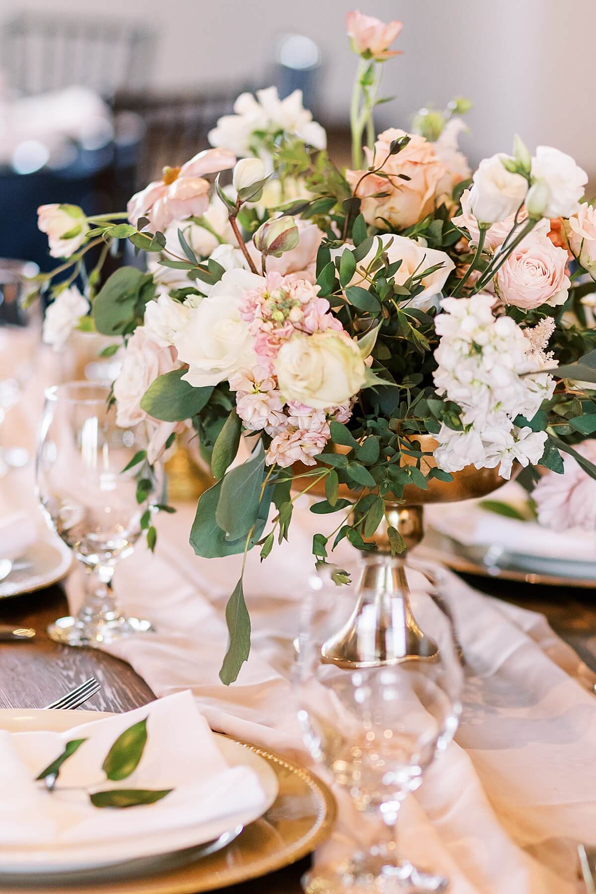 florals on wedding reception table at The Garden Event Center
